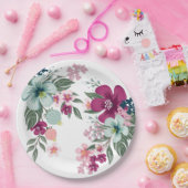 9インチラウンド紙プレートトロピカルフラワーオンホワイト ペーパープレート (パーティー)