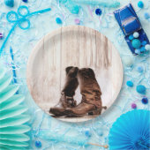 9インチラウンド紙プレートブーツカントリー素朴ウェスタン ペーパープレート (パーティー)