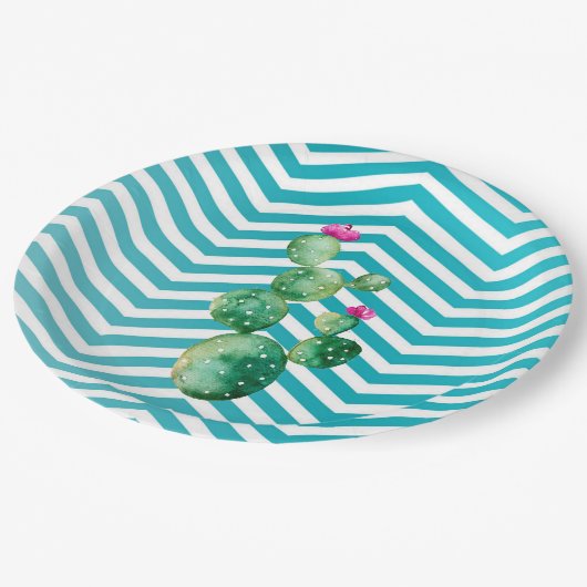 9インチラウンド紙プレートボホカクティサボクルーツB ペーパープレート (アングル)