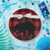 9インチラウンド紙プレートレッドバッファロープレイドベアーブラック ペーパープレート (パーティー)