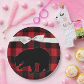 9インチラウンド紙プレートレッドバッファロープレイドベアーブラック ペーパープレート (パーティー)