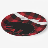 9インチラウンド紙プレートレッドバッファロープレイドベアーブラック ペーパープレート (アングル)