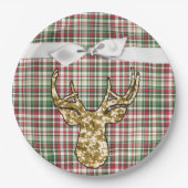 9インチラウンド紙プレート金ゴールドグリッタートナカイ ペーパープレート (正面)