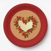 9インチ紙プレート紅葉ハートデザイン ペーパープレート (正面)