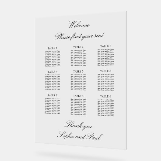 9エレガントテーブル座席表アクリル記号 アクリルサイン (傾斜)