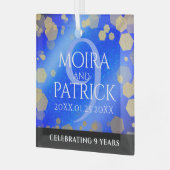 9エレガントthラピスラズリ結婚の記念日 ガラスオーナメント (正面左)