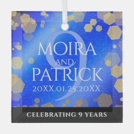 9エレガントthラピスラズリ結婚の記念日 ガラスオーナメント