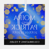 9エレガントthラピスラズリ結婚の記念日 ガラスオーナメント (裏面)