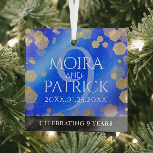 9エレガントthラピスラズリ結婚の記念日 ガラスオーナメント (インサイチュ)