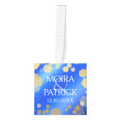 9エレガントthラピスラズリ結婚の記念日 キューブオーナメント (正面)