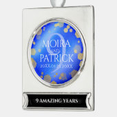 9エレガントthラピスラズリ結婚の記念日 シルバープレートバナーオーナメント (左)