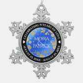 9エレガントthラピスラズリ結婚の記念日 スノーフレークピューターオーナメント (正面)