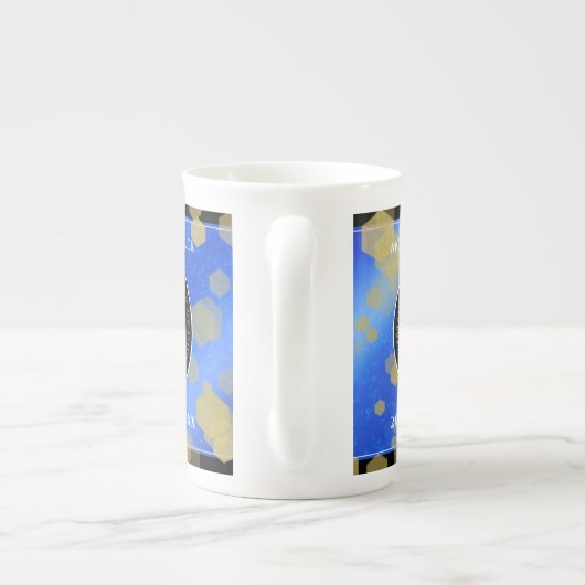 9エレガントthラピスラズリ結婚の記念日 ボーンチャイナマグカップ (裏面)