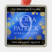 9エレガントthラピスラズリ結婚の記念日 メタルオーナメント (正面)