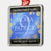 9エレガントthラピスラズリ結婚の記念日 メタルオーナメント (左)