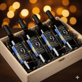 9エレガントthラピスラズリ結婚の記念日 ワインラベル