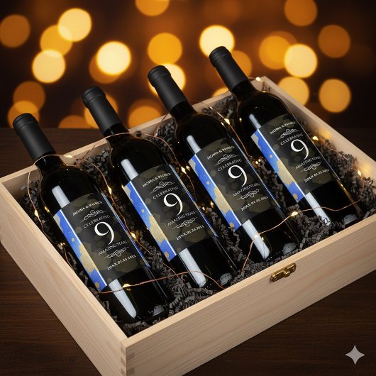 9エレガントthラピスラズリ結婚の記念日 ワインラベル