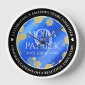 9エレガントthラピスラズリ結婚の記念日 壁時計 (正面)