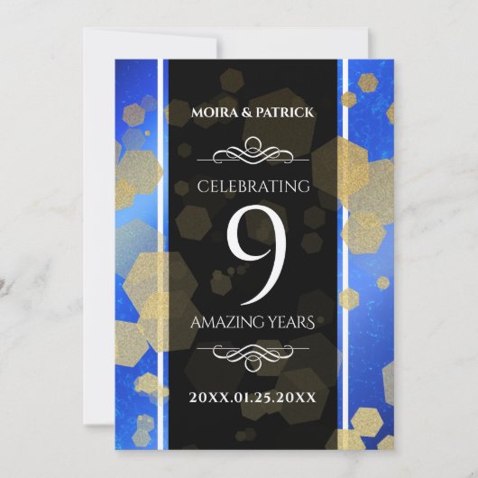 9エレガントthラピスラズリ結婚の記念日 招待状 (正面)