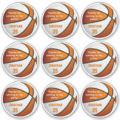 9オレンジ色の白いバスケットボールパーティーフェイスラベル シール (正面)