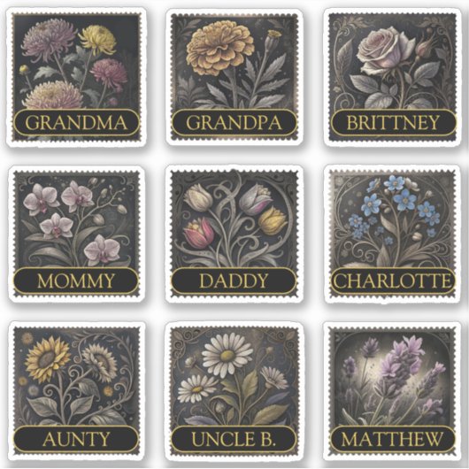 9カスタムゲストリスト名花アンティーク金ゴールド シール (正面)