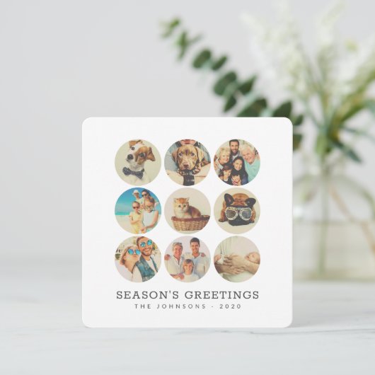 9カスタム枚の写真モダン家族とペットの思い出 シーズンカード (スタンド正面)