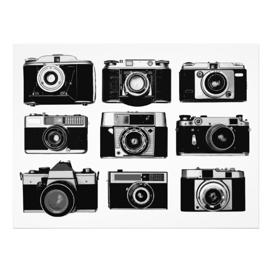 9クラシック台の白黒35mmフォトフィルムカメラ フォトプリント            (正面)