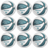 9セットのティール(緑がかった色)ホワイトバスケットボールパーティー好意ラベル シール (正面)