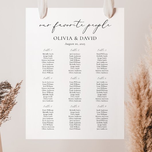 9テーブルシンプルの人お気に入りの席チャート ポスター