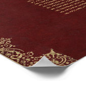 9テーブルブルゴーニュ金ゴールドスクリプトヴィンテージシーティングチャート ポスター (角)