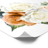 9テーブル焼けオレンジ色の白色フローラシーティングチャート ポスター (角)