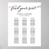 9テーブル結婚シーティングチャートシンプルシック文字 ポスター (正面)