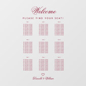 9テーブル透明バーガン結婚ディの座席表 ウィンドウサイン (シート)