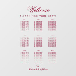 9テーブル透明バーガン結婚ディの座席表 ウィンドウサイン