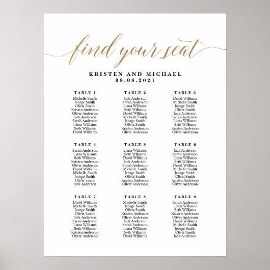 9テーブル90ゲストが座席表を見つける ポスター (正面)