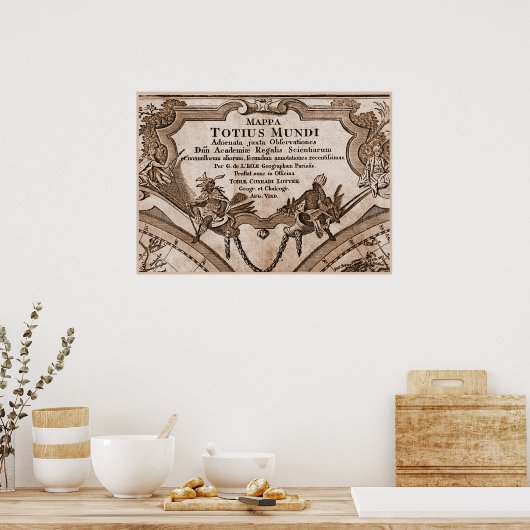 9パネルセピア版デリスルワールドマップフレーム2 ポスター (キッチン)