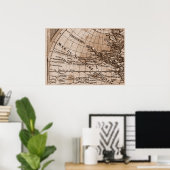 9パネルセピア版デリスレ世界地図フレーム4 ポスター (ホームオフィス)