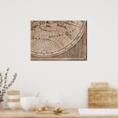 9パネルセピア版デリスレ世界地図フレーム9 ポスター (キッチン)