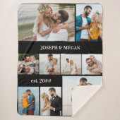 9パーソナライズされたフォトコラージュシック白黒 シェルパブランケット (正面)