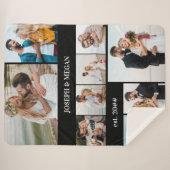 9パーソナライズされたフォトコラージュシック白黒 シェルパブランケット (正面(横))