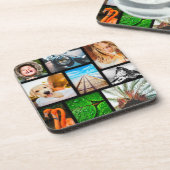 9パーソナライズされたフォトコラージュテンプレートブラック コースター (左側)