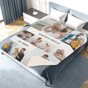 9パーソナライズされたフォトコラージュ白黒 シェルパブランケット