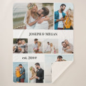 9パーソナライズされたフォトコラージュ白黒 シェルパブランケット (正面)