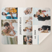 9パーソナライズされたフォトコラージュ白黒 シェルパブランケット (正面(横))