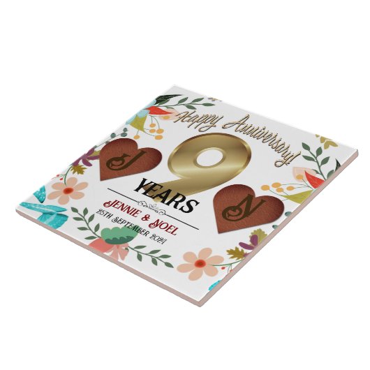 9パーソナライズされた周年記念ギフト タイル (側面)