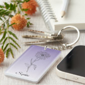 9パーソナライズされた月誕生フラワーアスターキーチェーン キーホルダー (正面右)