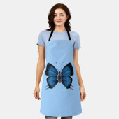 9パーソナライズされた月誕生ブルーバタフライ エプロン (着用した状態)