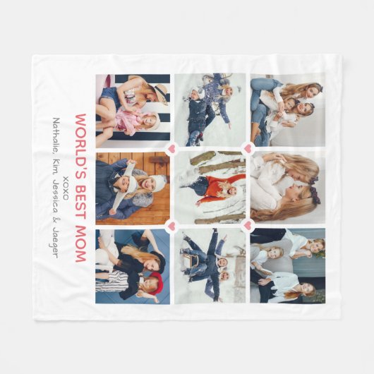 9パーソナライズされた – 写真「世界のお母さ最高のん」 フリースブランケット (正面(横))