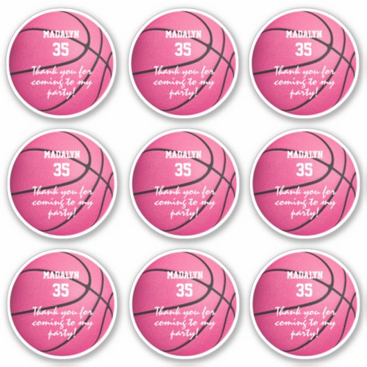 9ピンクバスケットボールパーティースポーツ優秀選手のセット シール (正面)