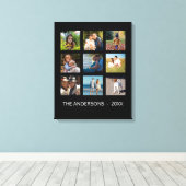 9フォトインスタグラムコラージゴシックブラック キャンバスプリント (インサイチュ (ウッドフロア))